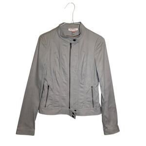 Vintage Betsey Johnson Y2K Grey‎ Moto Biker Jacket Edgy Minimalist Size 8